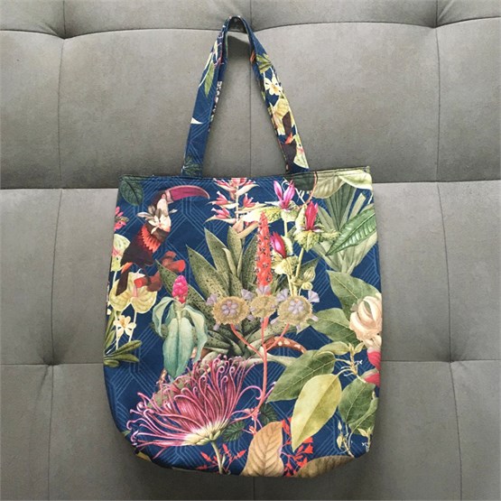 Maxi borsa handmade in tessuto “Blu Jungle” - Borsa - Le Graffe shop