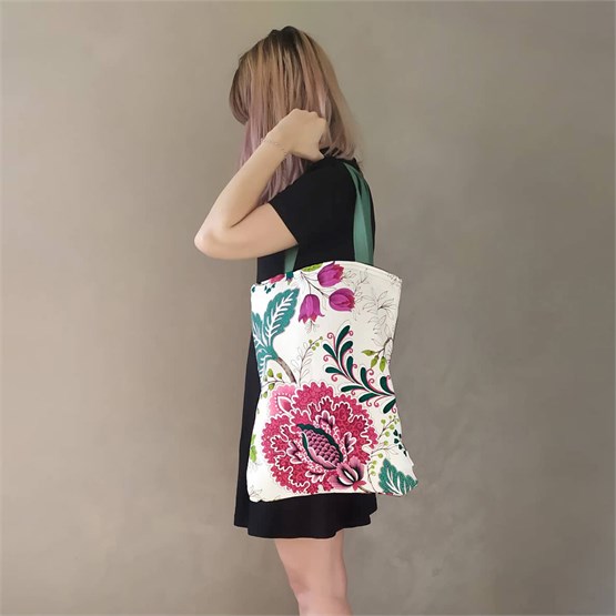 Shopper handmade in tessuto “White Garden”